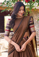 Load image into Gallery viewer, Brown Chanderi Circular Lehenga Choli

