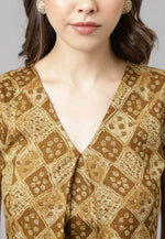 Load image into Gallery viewer, Brown Cotton Kurta Set With Palazzo
