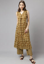 Load image into Gallery viewer, Brown Cotton Kurta Set With Palazzo
