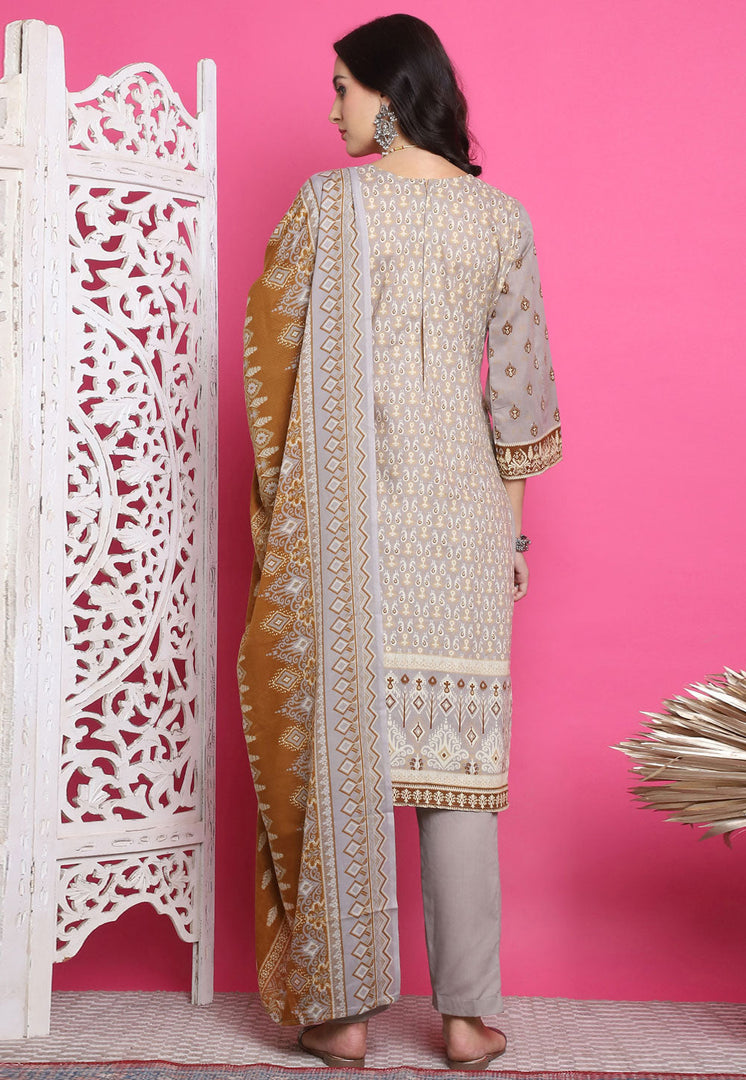 Brown Cotton Pakistani Suit