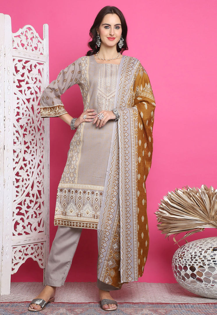 Brown Cotton Pakistani Suit