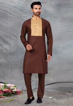 Load image into Gallery viewer, Brown Cotton Pathani Suit

