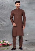 Load image into Gallery viewer, Brown Cotton Pathani Suit
