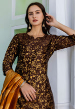 Load image into Gallery viewer, Brown Cotton Readymade Pant Style Suit
