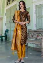Load image into Gallery viewer, Brown Cotton Readymade Pant Style Suit
