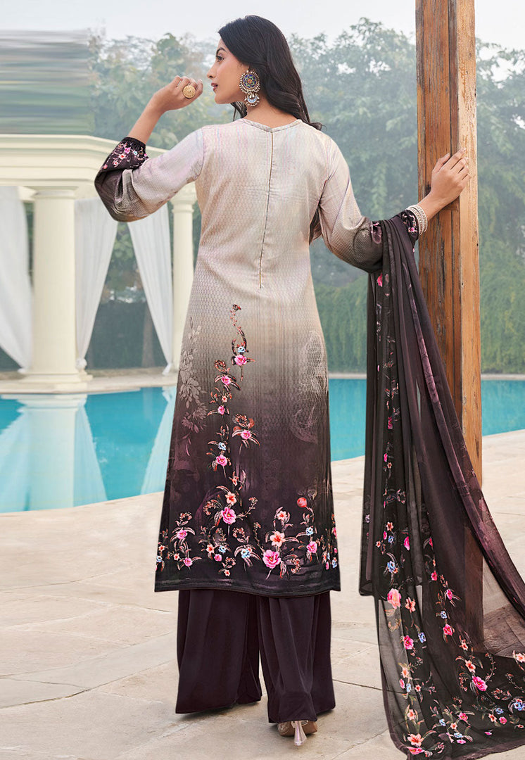 Brown Crepe Palazzo Suit
