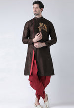 Load image into Gallery viewer, Brown Dupion Silk Indo Western Suit
