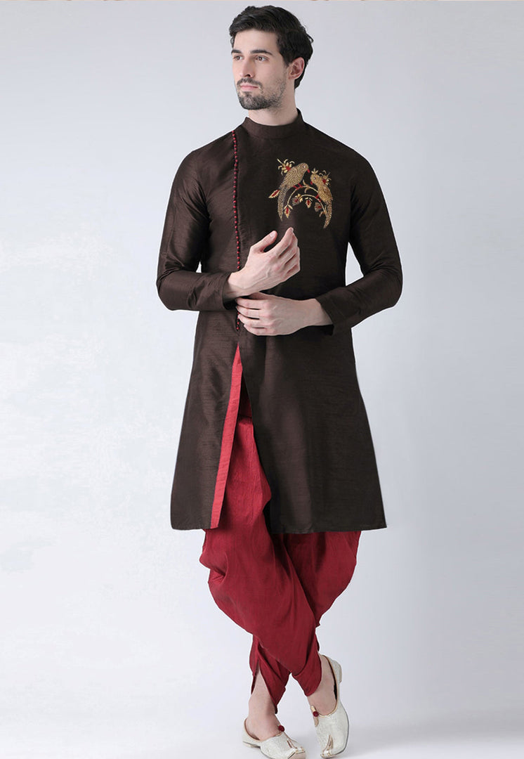 Brown Dupion Silk Indo Western Suit