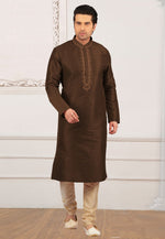 Load image into Gallery viewer, Brown Dupion Silk Kurta Pajama

