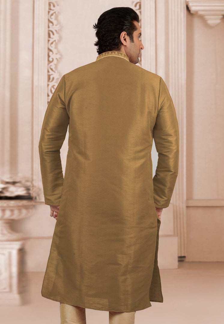 Brown Dupion Silk Kurta Pajama