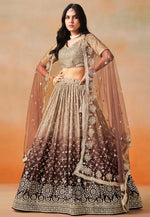 Load image into Gallery viewer, Brown Georgette Circular Lehenga Choli
