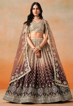 Load image into Gallery viewer, Brown Georgette Circular Lehenga Choli
