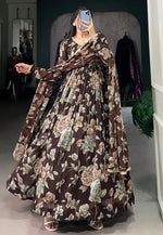 Load image into Gallery viewer, Brown Georgette Readymade Anarkali Suit
