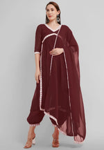 Load image into Gallery viewer, Brown Georgette Readymade Punjabi Suit
