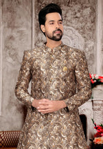 Load image into Gallery viewer, Brown Jacquard Indo Western Suit
