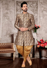 Load image into Gallery viewer, Brown Jacquard Indo Western Suit
