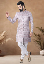 Load image into Gallery viewer, Brown Jacquard Indo Western Suit
