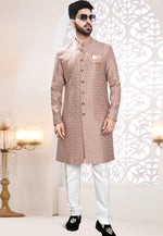 Load image into Gallery viewer, Brown Jacquard Indo Western Suit
