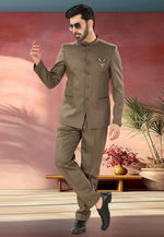 Load image into Gallery viewer, Brown Jacquard Jodhpuri Suit
