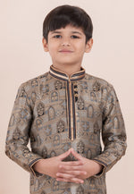 Load image into Gallery viewer, Brown Jacquard Silk Kids Kurta Pajama
