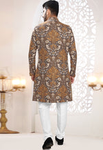 Load image into Gallery viewer, Brown Linen Indo Western Suit
