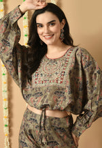 Load image into Gallery viewer, Brown Muslin Printed Co-Ords Set
