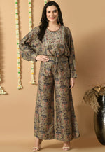 Load image into Gallery viewer, Brown Muslin Printed Co-Ords Set
