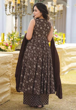 Load image into Gallery viewer, Brown Muslin Readymade Pakistani Suit
