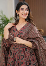 Load image into Gallery viewer, Brown Muslin Readymade Palazzo Suit
