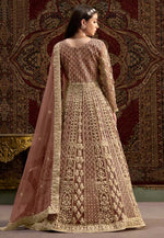 Load image into Gallery viewer, Brown Net Embroidered Anarkali Suit
