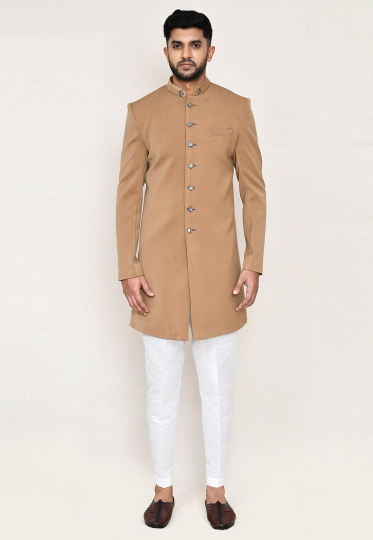 Brown Rayon Indo Western Suit