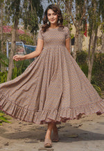 Load image into Gallery viewer, Brown Rayon Printed Gown
