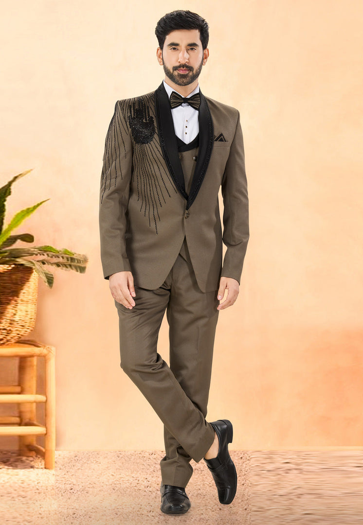 Brown Rayon Tuxedos Suit