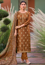 Load image into Gallery viewer, Brown Silk Pakistani Suit

