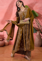 Load image into Gallery viewer, Brown Silk Readymade Palazzo Suit
