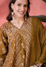 Load image into Gallery viewer, Brown Silk Readymade Palazzo Suit
