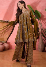 Load image into Gallery viewer, Brown Silk Readymade Palazzo Suit
