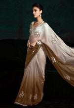 Load image into Gallery viewer, Brown Tissue Half N Half Saree
