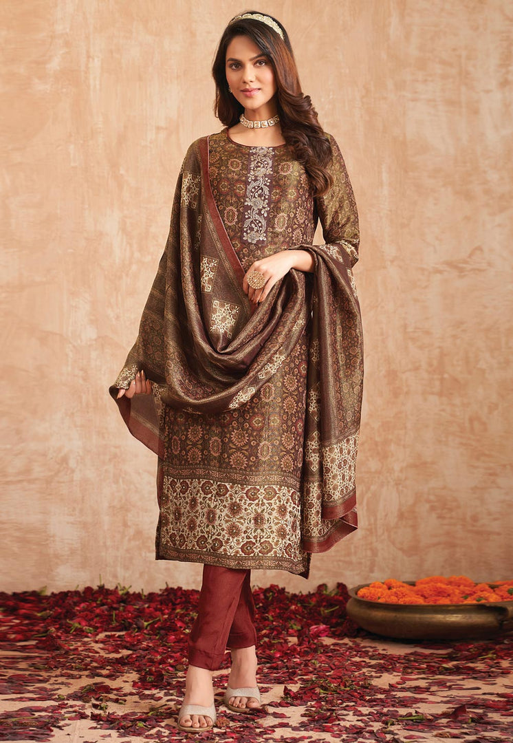 Brown Tissue Pant Style Suit