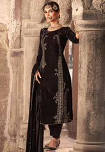 Load image into Gallery viewer, Brown Velvet Pakistani Suit
