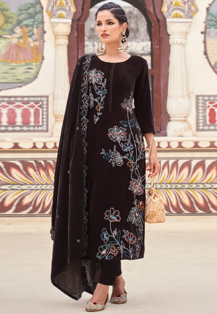Brown Velvet Pant Style Suit