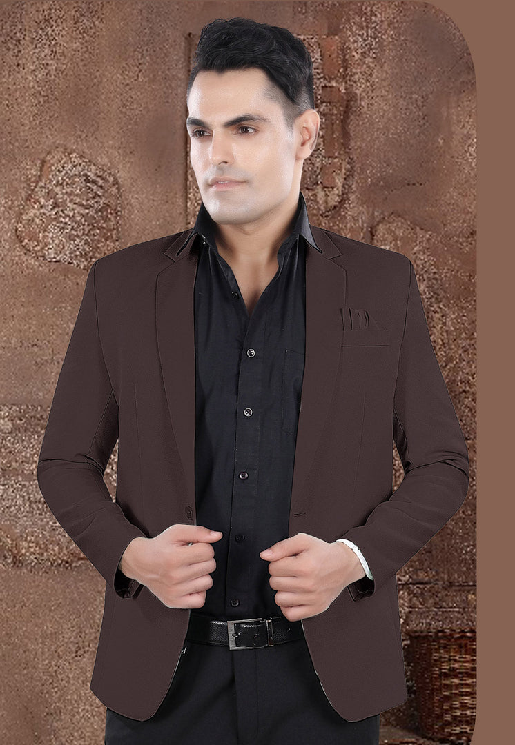 Brown Viscose Blazer With Pant