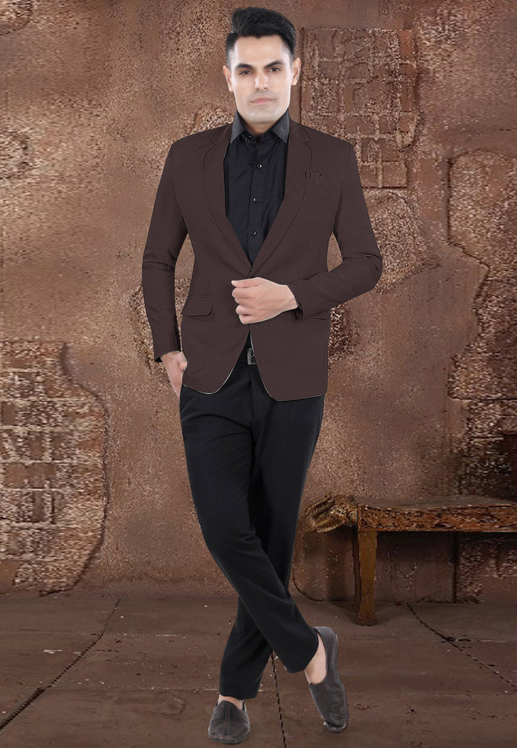 Brown Viscose Blazer With Pant