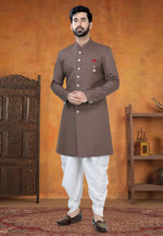 Load image into Gallery viewer, Brown Viscose Indo Western Suit
