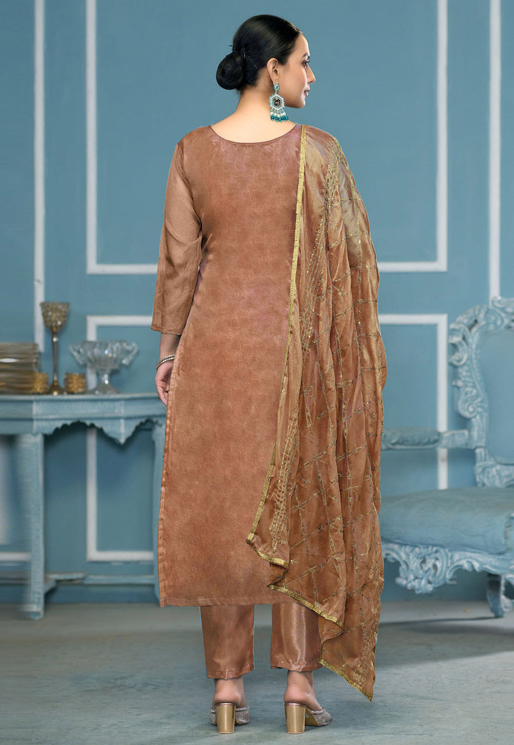 Brown Viscose Pakistani Suit
