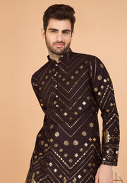 Brown Viscose Rayon Kurta Pajama