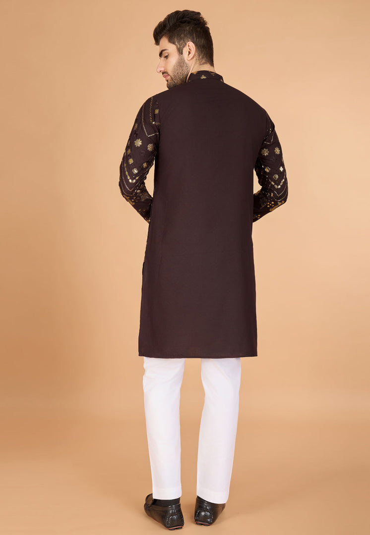 Brown Viscose Rayon Kurta Pajama