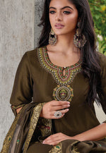 Load image into Gallery viewer, Brown Viscose Readymade Pakistani Suit
