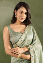 Load image into Gallery viewer, Camo Green Chiffon Lehenga Saree
