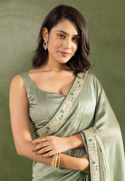 Camo Green Chiffon Lehenga Saree